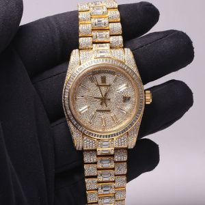 Golden Iced Out Rolex Moissanite Watch
