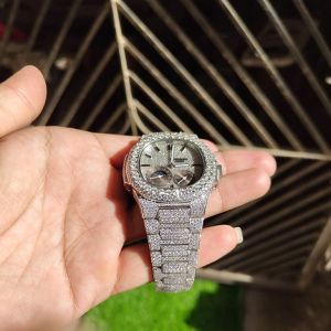 Silver Iced Out Patek Philippe Moissanite Watch
