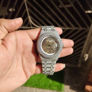 Round Dial Fully Iced Out AP Moissanite Watch