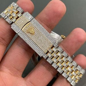 White &AMP; Yellow Gold Rolex Datejust Full Iced Out Two Tone Diamond Watch