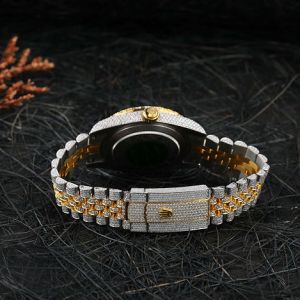 White &AMP; Yellow Gold Rolex Full Iced Out Two Tone Moissanite Diamond Watch