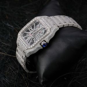 Luxury Cartier Skeleton Iced Out Moissanite Diamond Watch