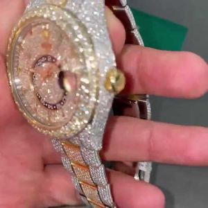 Rolex Datejust Skydweller Full Iced Out Two Tone Moissanite Diamond Watch