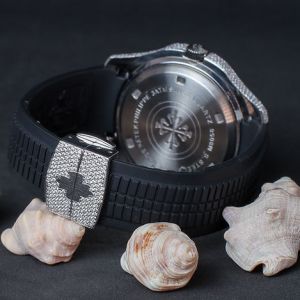 Iced Out Patek Philippe Moissanite Watch With Black Rubber Strap