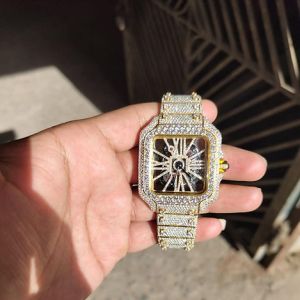 Fully Iced Out Cartier Skeleton Moissanite Watch