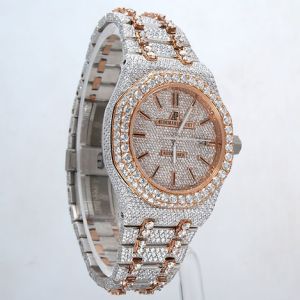 Rose Gold Two Tone Fully Iced Out AP Moissanite Watch