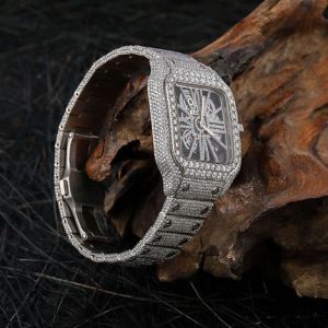 Luxury Cartier Skeleton Iced Out Moissanite Diamond Watch