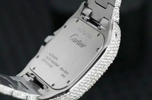 Cartier Santos Roman Dial Iced Out Moissanite Diamond Watch