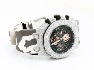Iced Out AP Moissanite Watch With Rubber Strap