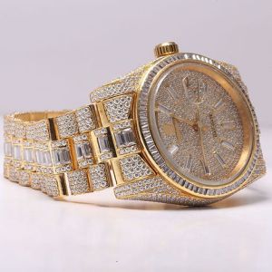Golden Iced Out Rolex Moissanite Watch