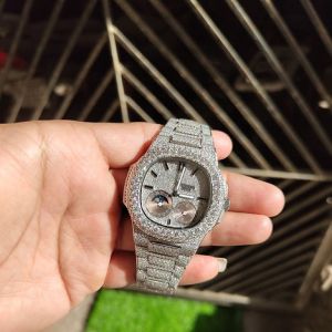 Silver Iced Out Patek Philippe Moissanite Watch