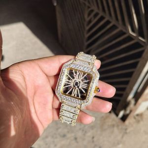 Fully Iced Out Cartier Skeleton Moissanite Watch
