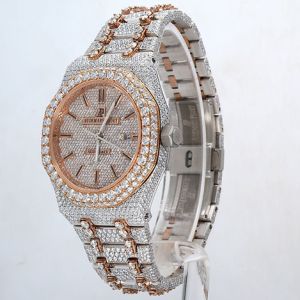 Rose Gold Two Tone Fully Iced Out AP Moissanite Watch