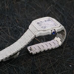 Luxury Cartier Skeleton Iced Out Moissanite Diamond Watch