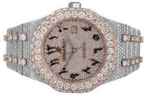 Audemars Piguet Arabic Dial Fully Iced Out Moissanite Diamond Watch