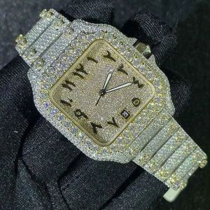 Cartier Santos Fully Iced Out Moissanite Diamond Watch