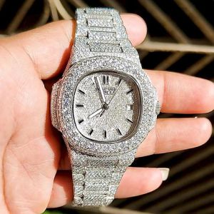 Fully Iced Out Patek Philippe Moissanite Watch