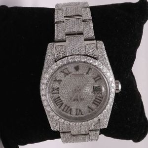 Fully Iced Out Rolex Moissanite Diamond Watch