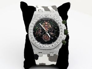 Iced Out AP Moissanite Watch With Rubber Strap