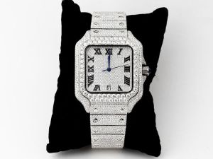 Iced Out Cartier Santos Moissanite Watch