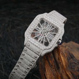Luxury Cartier Skeleton Iced Out Moissanite Diamond Watch