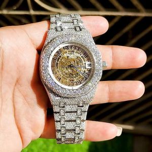 Round Dial Fully Iced Out AP Moissanite Watch