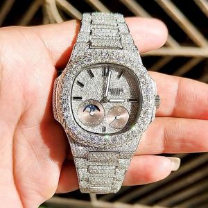 Silver Iced Out Patek Philippe Moissanite Watch