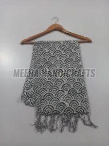 Black And White Casual Wear Printed Cotton Stole