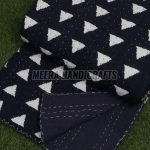 Black And White  Cotton Handmade Kantha Quilt