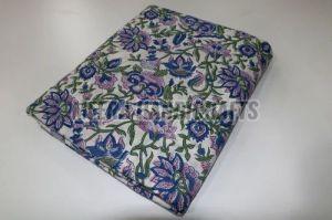 Blue And Green Hand Block Printed Fabric