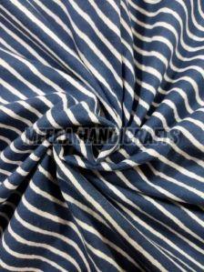 Blue And White Lining Print Cotton Fabric