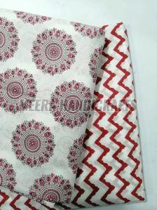 Ladies Cotton Ladies Red Printed Suit Material