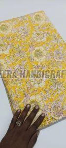 Cotton Yellow Hand Block Printed Fabric