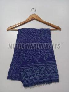 Dark Blue Stylish  Block Printed Cotton Stole