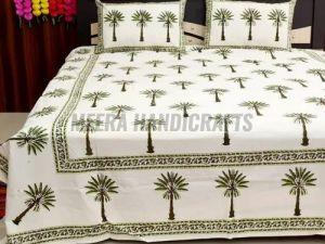 Double Palm Tree Hand Block Print Bed Sheet Set