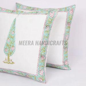 Floral  Block Print Cushion Cover