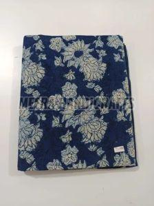 Hand Block Blue Flower Print Cotton Fabric