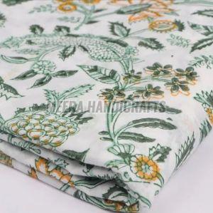 Hand Block Green Jaal Printed Cotton Fabric