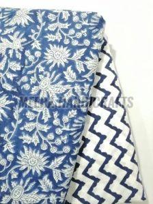 Ladies Blue Printed Cotton Suit Material