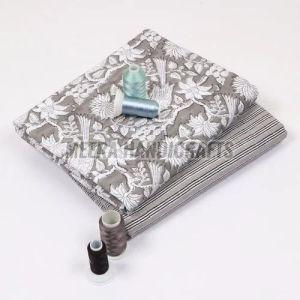 Ladies Grey Floral Printed Suit Material
