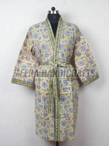 Ladies Luxury Cotton Floral Hand Block Printed Bathrobe