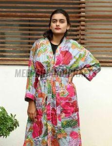 Ladies Multicolor Printed Cotton Bathrobe