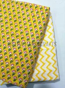 Ladies Yellow Hand Block Printed Suit Material