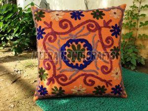 Multicolor Cotton Floral Embroidered Cushion Cover