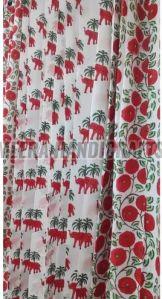 Red Hand Block Printed Cotton Curtain