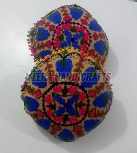 Suzani Embroidered Round Cushion Cover