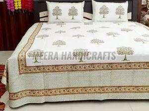 Tree Hand Block Printed Cotton Bed Sheet Set