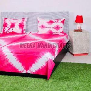 White and Pink Tie Dye Cotton Bed Sheet Set