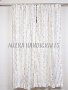White Cotton Block Printed Curtain
