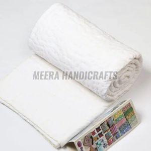 White Plain Cotton Handmade Kantha Quilt
